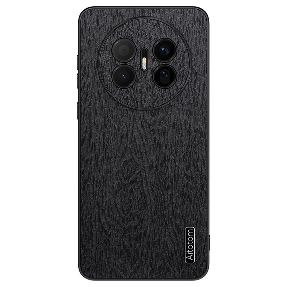 For Huawei Mate 70 Air Case Wood Texture PU Leather Coated PC TPU Phone Cover