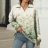 Women's Summer Fashion Casual  Printed V-Neck Long Sleeve Shirt Top