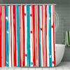 Watercolor Stripe & Star Shower Curtain 1Pc With 12 Hooks For Bathroom Home Decor Polyester 2D Flat Print 70.8X70.8 Inch