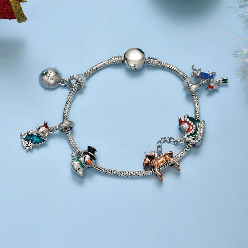 Christmas Bracelet With Snowflake Bells And Santa Charm For Holiday Gift Giving