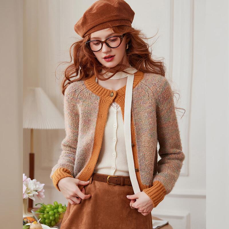 Women s Wool Blend Colorblock Knit Cardigan XL