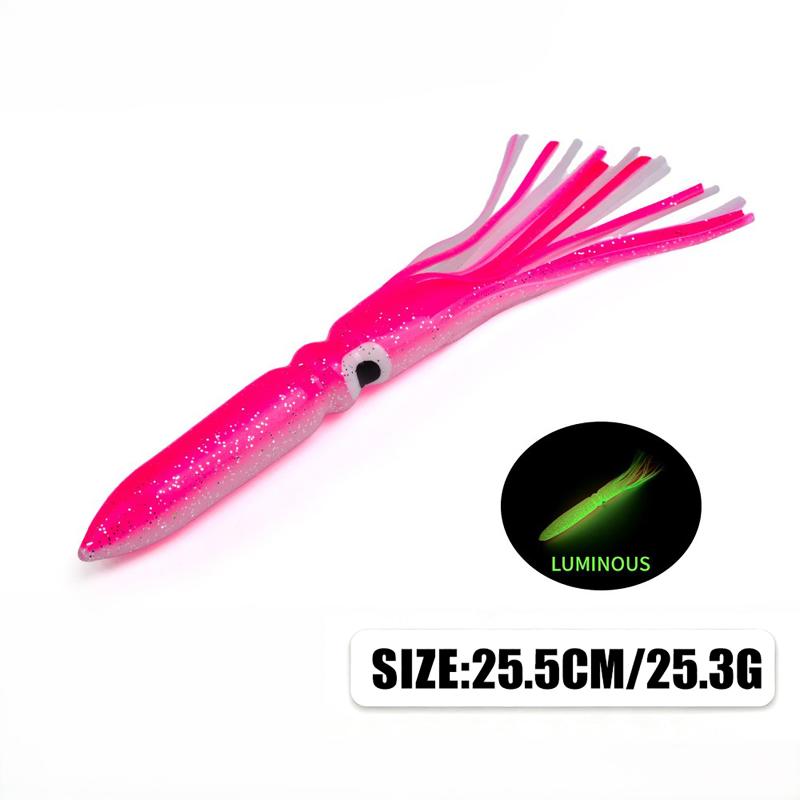 Calamar Blando Luminoso Grande de 17,5 cm-41 cm para Pesca en el Mar Falda de Calamar Pulpo Pesca de Arrastre Señuelos para Atún Aparejos de Pesca en Agua Salada