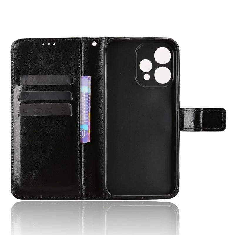 Flip Case for Oppo Reno 15, Crazy Horse Wallet, Black