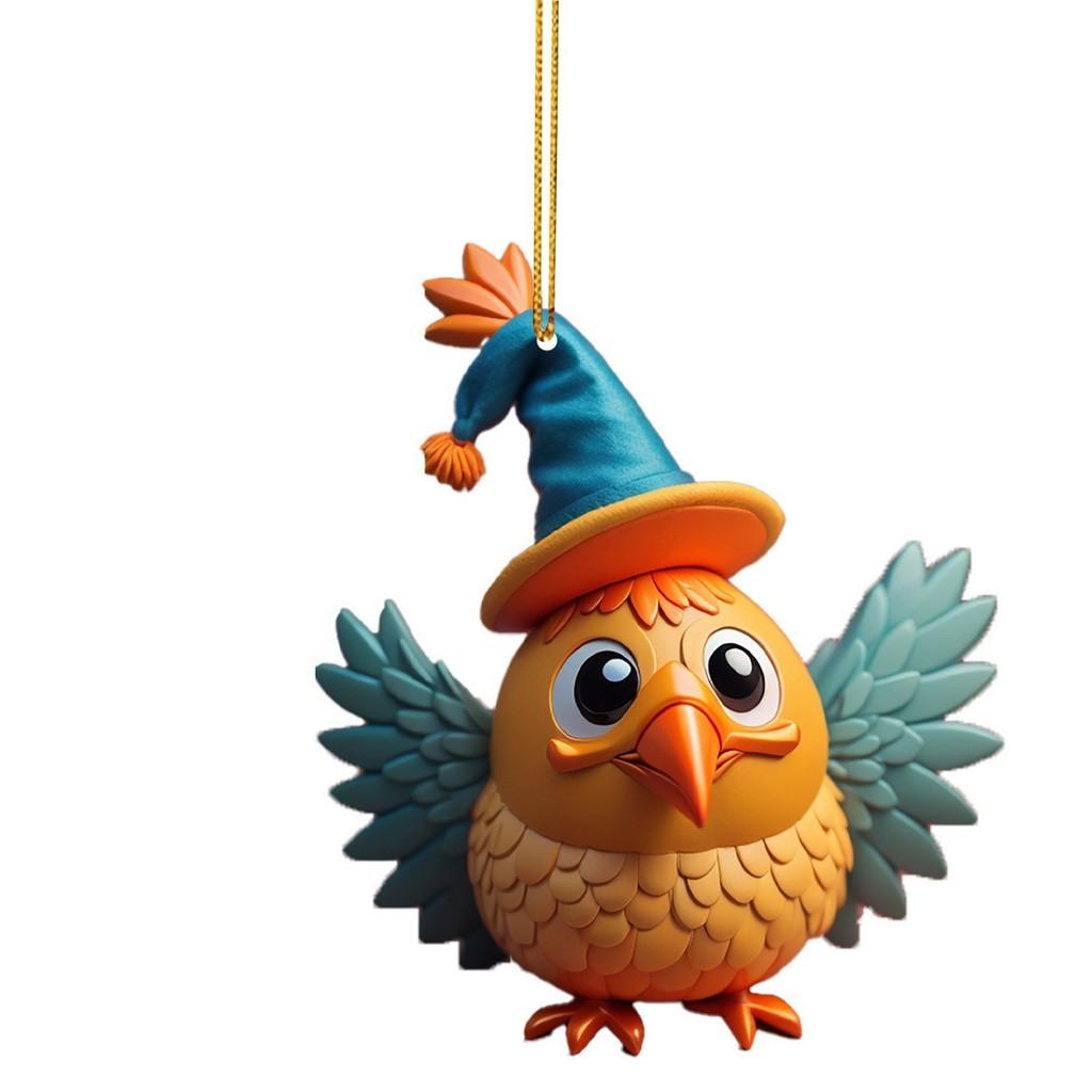 Turkey Cartoon Adorable Acrylic Car Ornament For Joyful Holiday Decor Tree