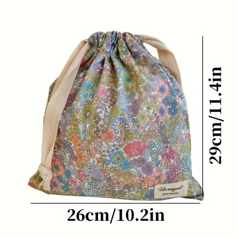1pcs Forest Style Handmade Floral Cotton Drawstring Bag Vintage Storage Pouch for Underwear Travel Organizer Pouch