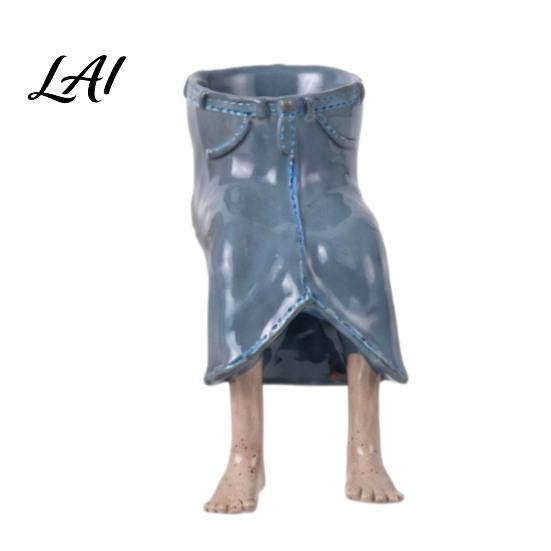 Small Decorative Plant Vase Sitting Human Shaped Resin Planter Creative Flowerpot with Legs Leggy Planter for Indoor Humanoid Succulents &