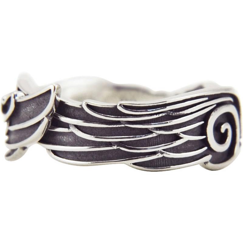 Adjustable Open Ring Set Couples Vintage Angel Wing Design Unisex Retro Geometric Jewelry