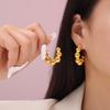 Retro Korean Style Titanium Steel Gradient C-Shaped Earrings with Small Steel Ball