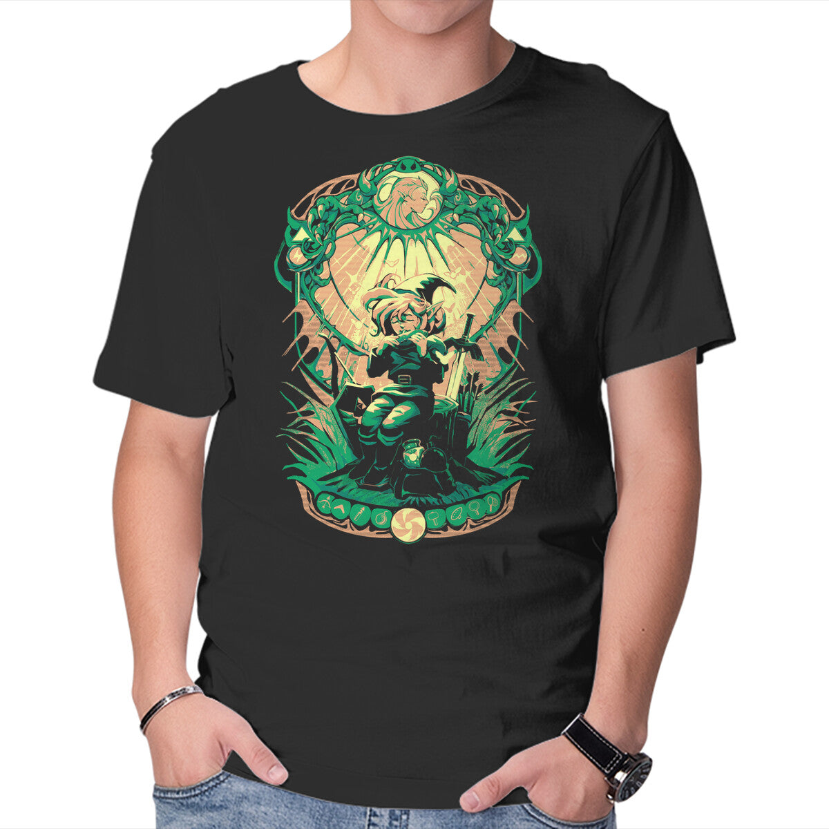 Unisex Crew Neck T-Shirt Song Of Solitude Graphic Short Sleeve Casual Tee XL