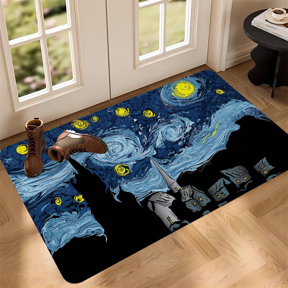 Starry Night Van Gogh Art Room Mats Nordic Style Home Doormat Bathroom-Toilet Mats Bedroom Hotel Decor Mat