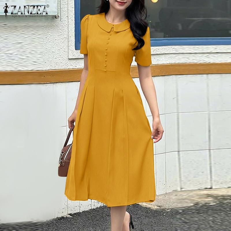 ZANZEA Lässiges Sommerkleid mit kurzen Ärmeln für Damen