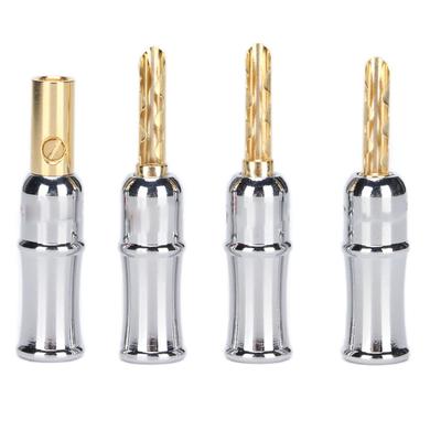 Preffair 4PCS Banana Plug Connector 24K Gold Plated Brass Banana Plug Connector for Speakers BA1451