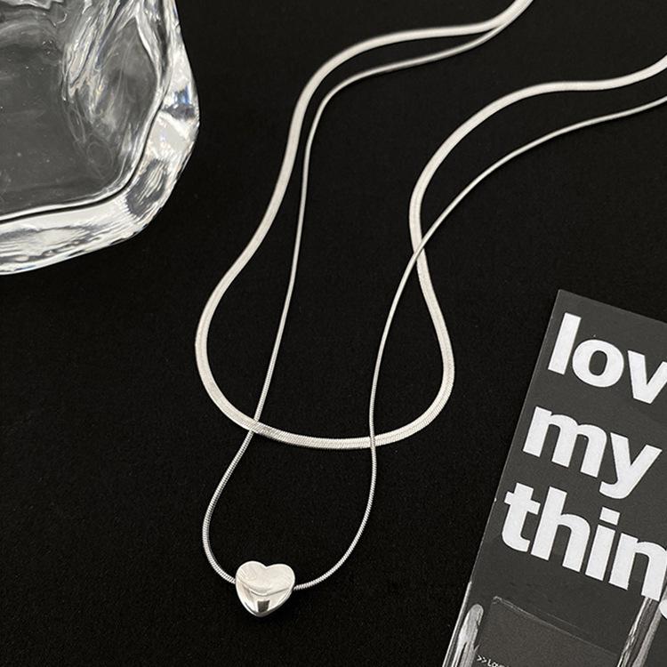 Double-Layered Love Snake Bone Necklace for Women - 2024 Summer Fashion, Japanese & Korean Style Versatile Clavicle Chain.