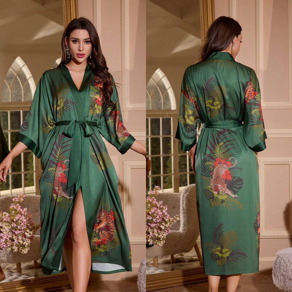Yaoting's new pajamas women's spring and autumn seven-quarter-sleeved satin pajamas women's long-sleeved thin loungewear WP1110
