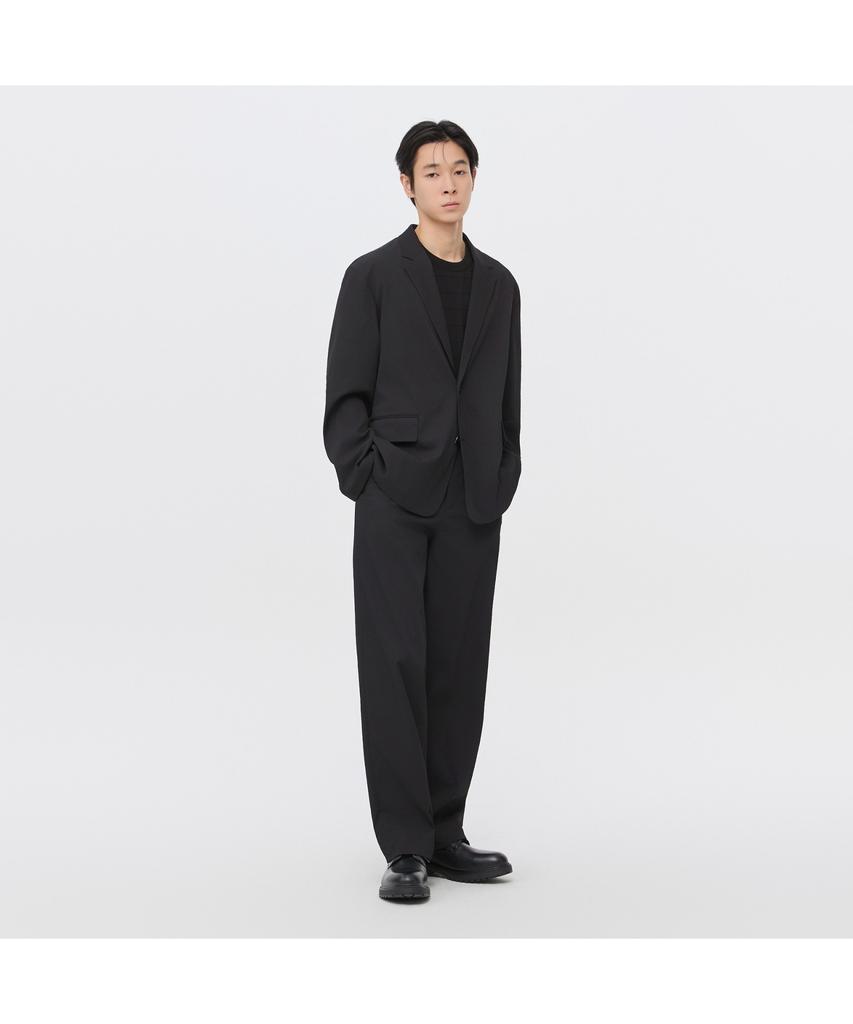 Keoseuuteommellou [Essentials] Black Loose Fit Pleats Setup Pants C9Pam26422Bkx