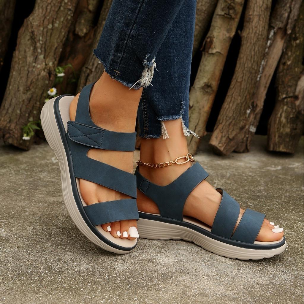 New 2025 European and American sandals women's casual and light large size retro wedge heel comfortable sandals
