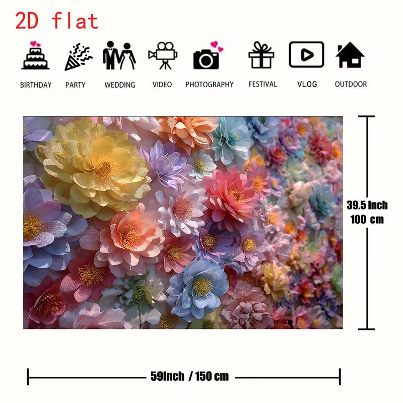 2D Flat Colorful Peony Flower Party Photo Background