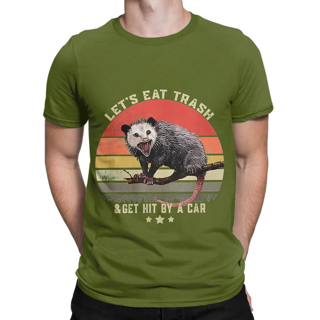 Let Eat Trash Get Hit By A Car Vintage Opossum Graphic 100 Cotton TShirt Possum Tops Tees For Unisex