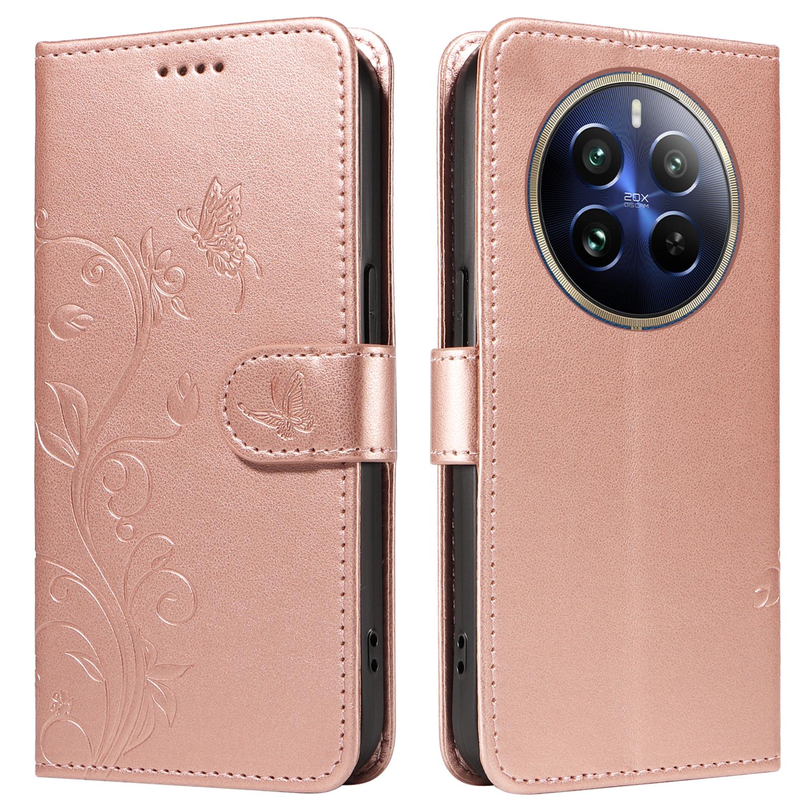

For Realme 13 Pro 5G (Global)/13 Pro+ 5G (Global)/P1 Pro 5G/12 Pro 5G/12 Pro+ 5G Leather Cases Flower Pattern Phone Cover A