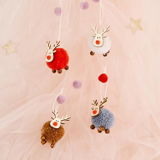 2Pcs/Set Felt Fawn Pendant Plush Doll Lovely Easy-cleaning Colorful Christmas Tree Elk Stuffed Toy for Gift