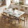 Folding Dining Table on Wheels, for 4-6, 120 cm, Wheels with Brakes, 2 Drop Leaves, White/Black
