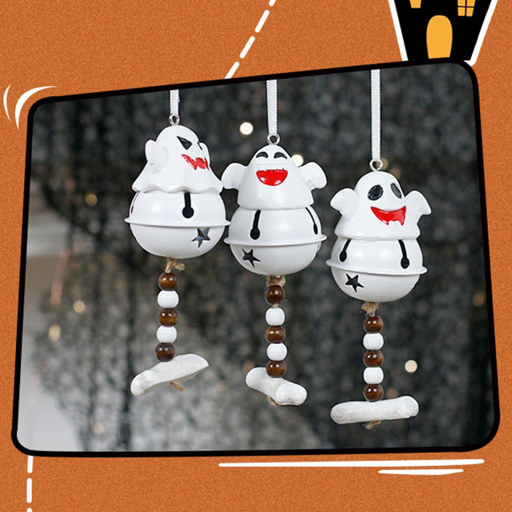 Halloween Ghost Bell Ornament Smile Scary Cute Face Ghost Hanging Decor for Home Office & Party Decor