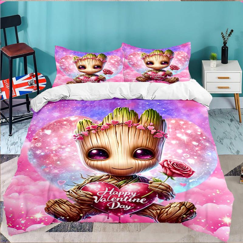 Gr-oot Valentine's Day 3PCS Bedding set,Ideal for 1pc Duvet Cover And 2pcs Pillowcases Perfect for Fan gift,Ideal for Bedroom, Dormitory