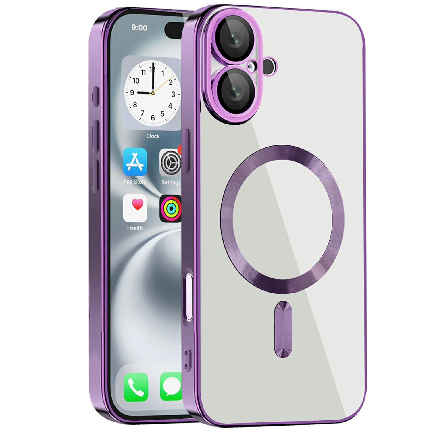 

For iPhone 16 Case Compatible with MagSafe TPU+PC Clear Back Cover Dark Purple