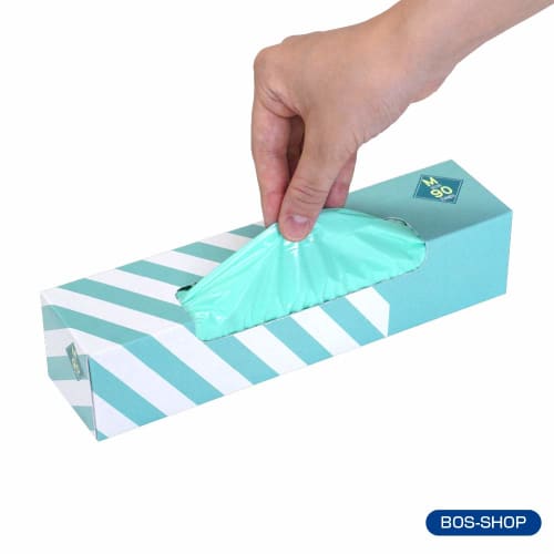 amazing odor-proof bag bos striped package set of 2/mint green m size 90 pieces for processing baby diapers, pet poo, food waste, sanitary items, etc.