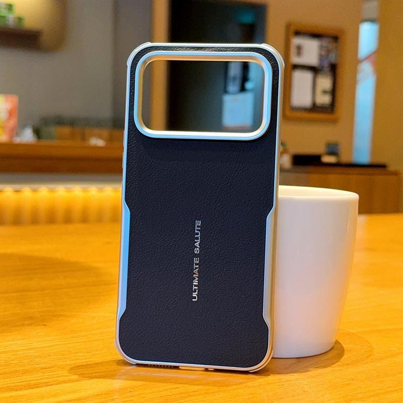 Plain Leather Magnetic Silver Bezel Lens To Heighten Case For Poco F8 Ultra F7 Pro Poco F7 Ultra F7 Pro Slim Protection Cover
