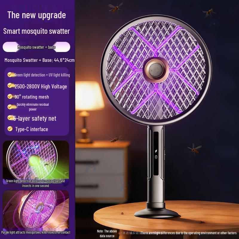 Foldable Telescopic Electric Mosquito Swatter & Luring USB Rechargeable Mosquito Killer Racket - 2-in-1 Household Device