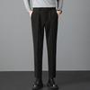 Light luxury winter woolen trousers men's casual pants men's slim straight trousers British elastic casual trousers nine points