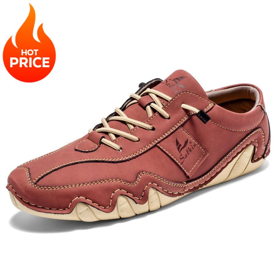 

Handmade Leather Comfortable Loafers Outdoor Shoes Breathable Men Shoe Fashionable Sports Shoe Size 38-48 Men Flat Casual Shoes 38 білий