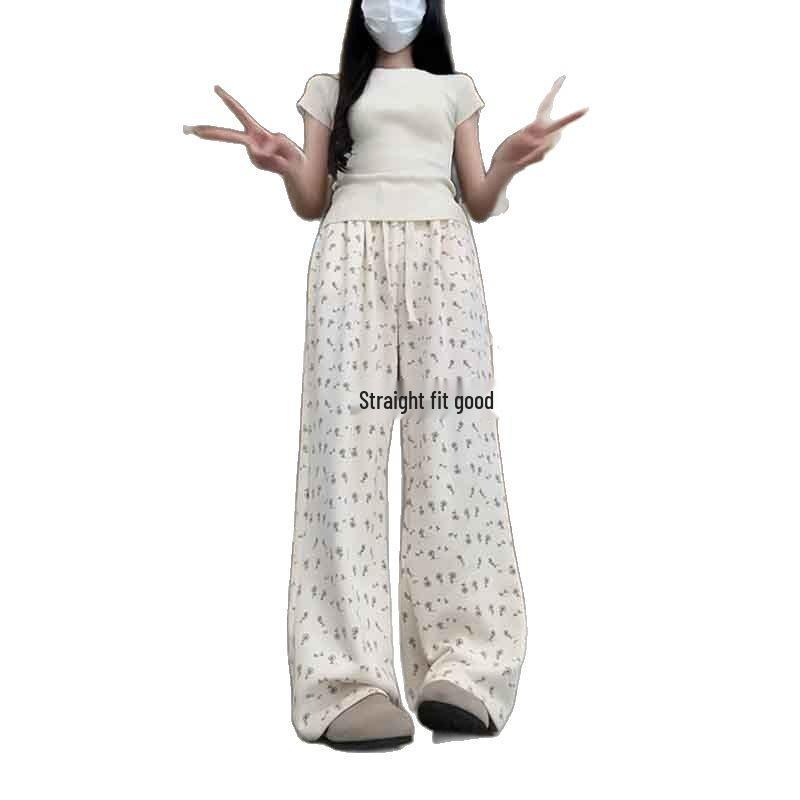 2025 Petite Floral Women’s Sporty Wide-Leg Pants: Versatile, Loose-Fit Summer Casuals