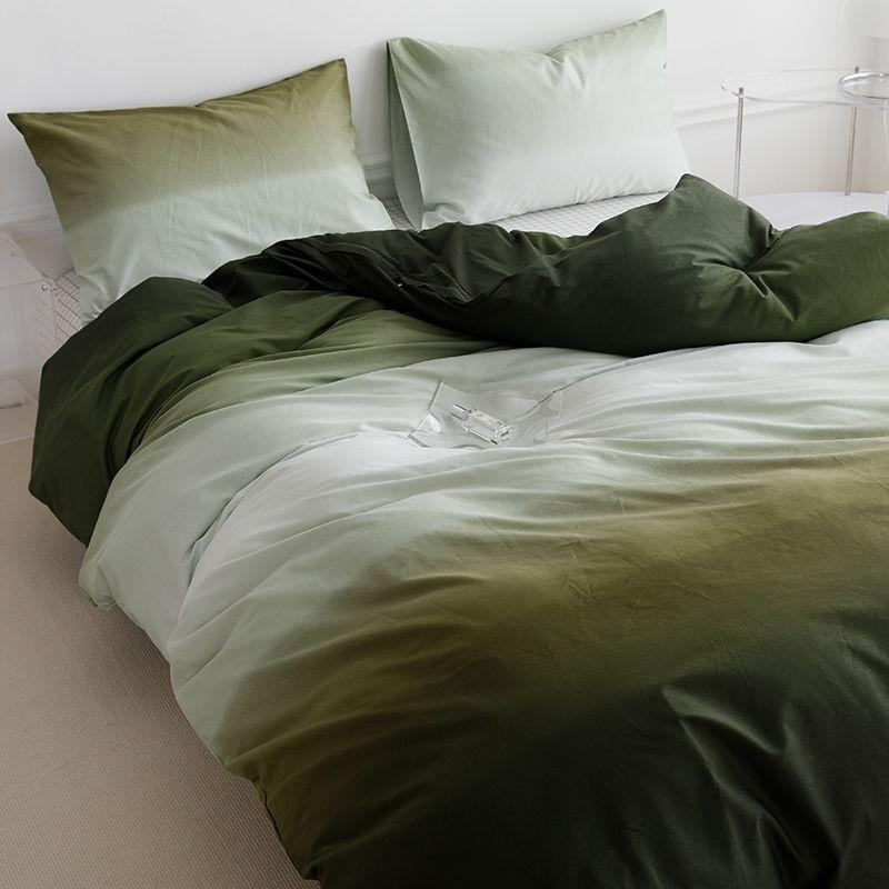 Gradation Pink Color Bedding Set Flat Bed Sheet Duvet Cover Single Double Full Queen King Bedclothes Ins Pure Bedroom Linen