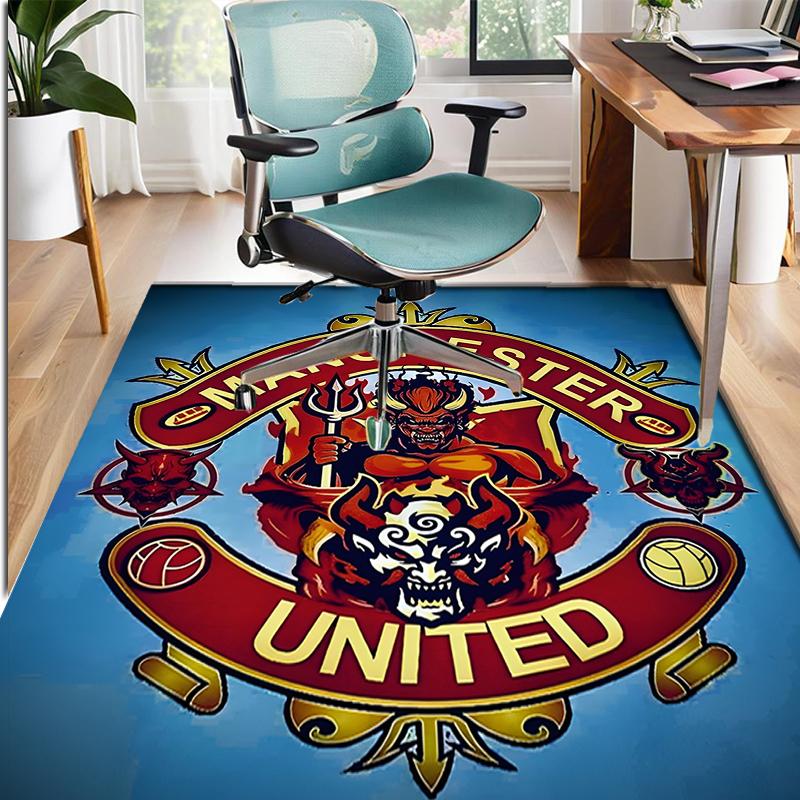 Manchester Football Pattern Rug, Indoor/Outdoor Mat, for Picnic, Gameroom, Bedroom, Office, Living Room, Home Decor Carpet, Birthday Gift