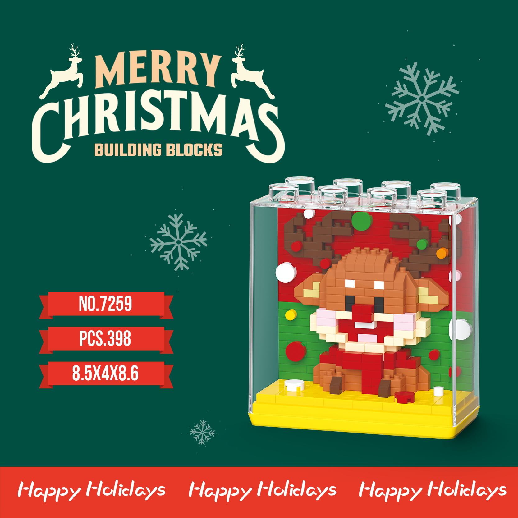 

Xmas Gifts Kids Toysets Assembling Pieces Santa Claus DIY Puzzle Micro Blocks Christmas Trees Elk Table Decorations