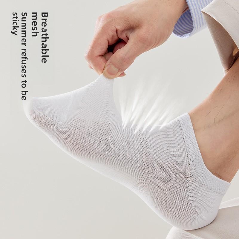 Men Socks Boat Socks Spring Summer Mesh Ultra Thin Anti Odor Breathable Seamless Non Slip Sports Casual Low Cut Socks