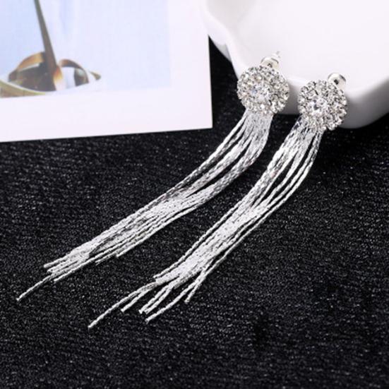 Shining Temperament Lightweight Tassel Earrings Rhinestones Ball Long Dangle Earrings Jewelry Accessories