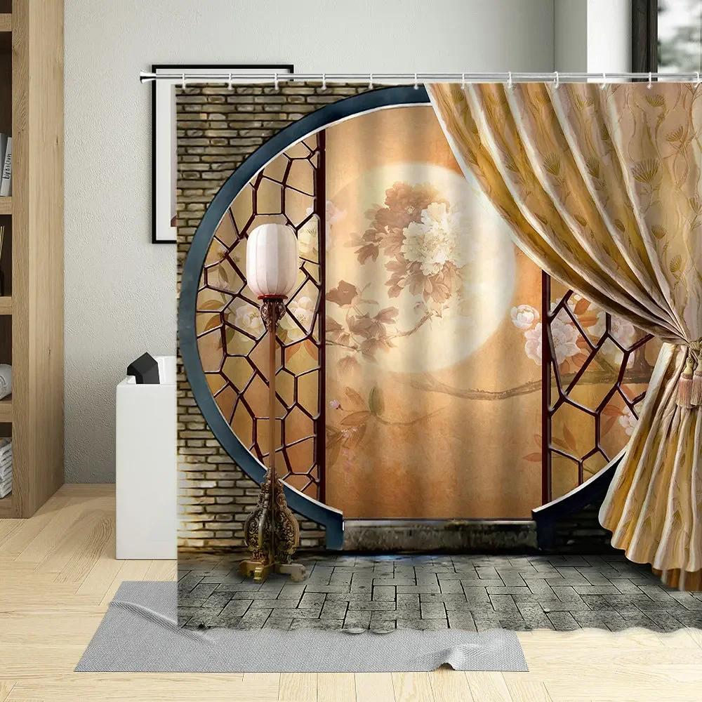 

3D Seaside Scenery Shower Curtain Ocean View Palm Tree Flower Butterfly Forest Waterfall Bathroom Curtains Hooks Waterproof Sets W60H190(CM)-1 Pcs