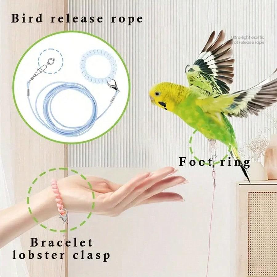 Moderne Vogel-Freilassleine für tägliche Outdoor-Aktivitäten mit Fußring und Karabinerhaken Langlebige Vogelleine für geliebte Vögel