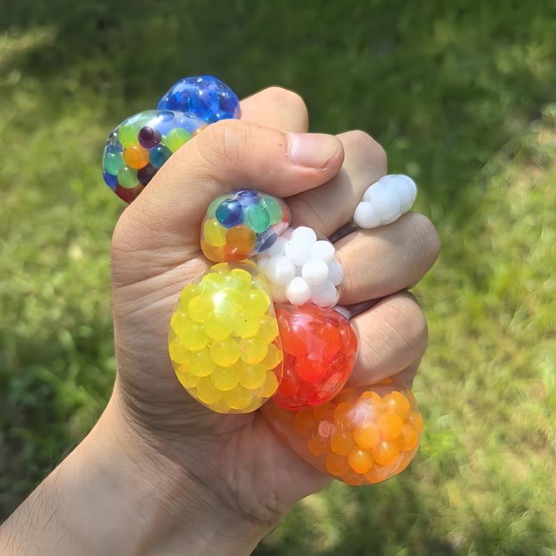 5pcs 3.5cm Soft Rubber Squeeze Ball Grape Ball Stress Relief Sensory Toy for Kids Party Favors Pinata Fillers Christmas Gift