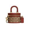 COACH Trail Cow Leather With Coated Canvas Chain Bag Handbag Mini Women's Brown & Yellow & Rusty CE768-B4NQ4