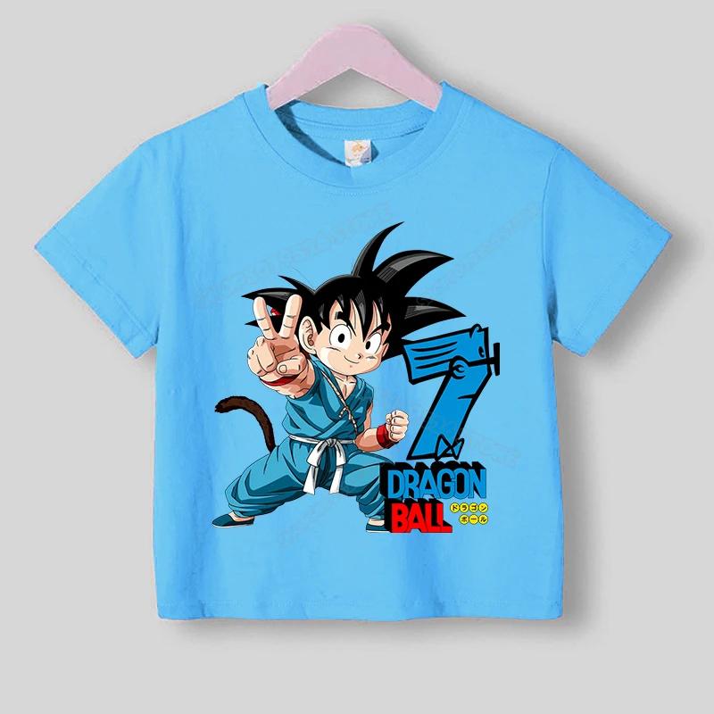 Dragons Ball Boy Number Cotton T Shirt Anime Kids Birthday Clothes Toddler Short Sleeve Tee Shirts Summer Cartoon Children Tops