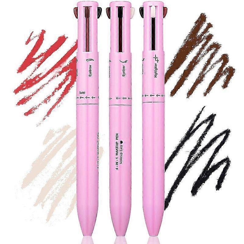 Aisiting 3pcs 4 In 1 Makeup Pen, Touch Up 4-in-1 Makeup Pen Eye Liner, Brow Liner, Lip Liner, Highlighter, Multi-functional Portable Beauty Product