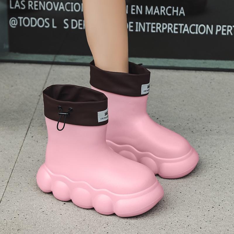Nuevas botas de lluvia impermeables de moda para mujer, lindas botas de lluvia salvajes para mujer, resistentes al desgaste al aire libre