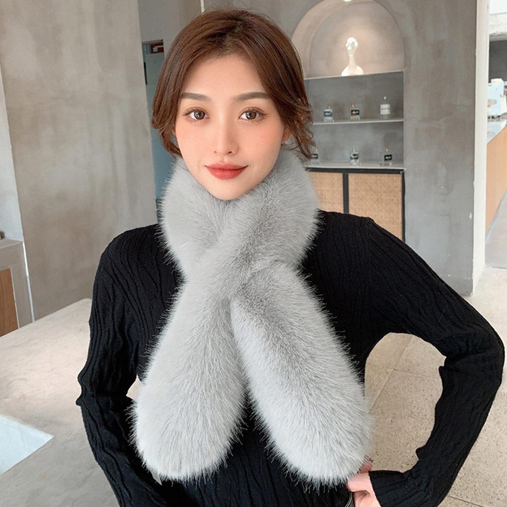 Versatile Winter Faux Fur Scarf Thick Warm Comfortable Neck Warmers Fluffy Soft Faux Fox Rabbit Fur Collar Scarf for Women
