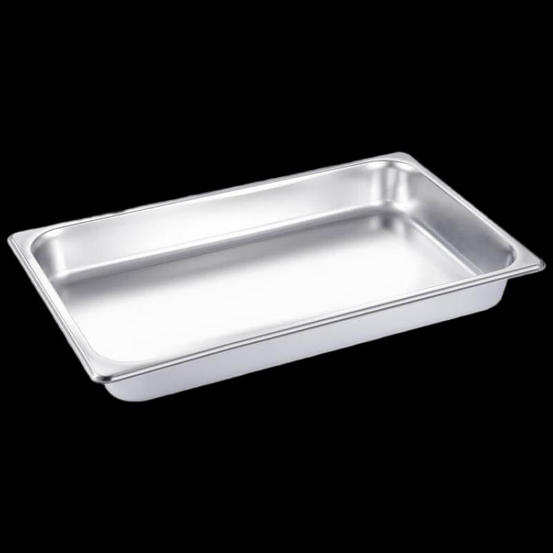 304 Stainless Steel Rectangular Buffet Pan with Lid, 53x33x6.5cm