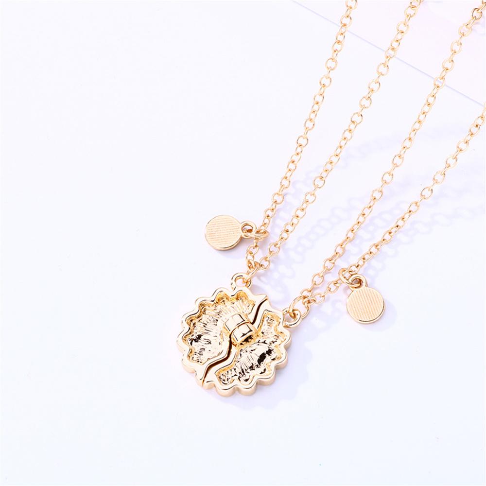 2pc Daisy BFF Necklace with Magnetism for Kids Elegant Flower Pendant Sister Necklace Girlfriend Gift DIY Women Fine Jewelry