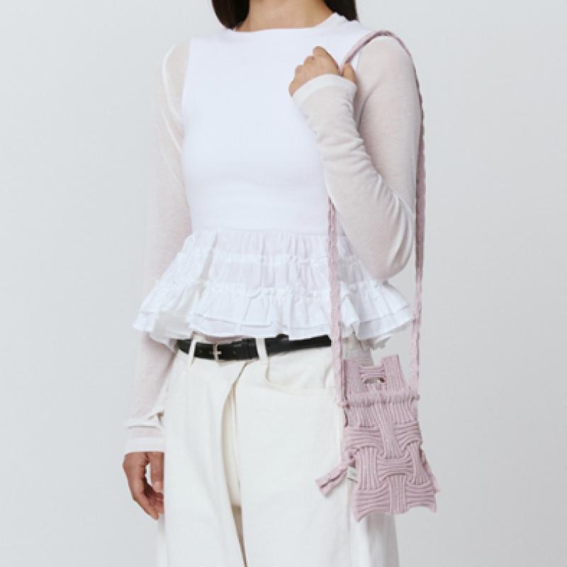 Pleatsmama Mini Crossbow Bag Pale Pink Glitter